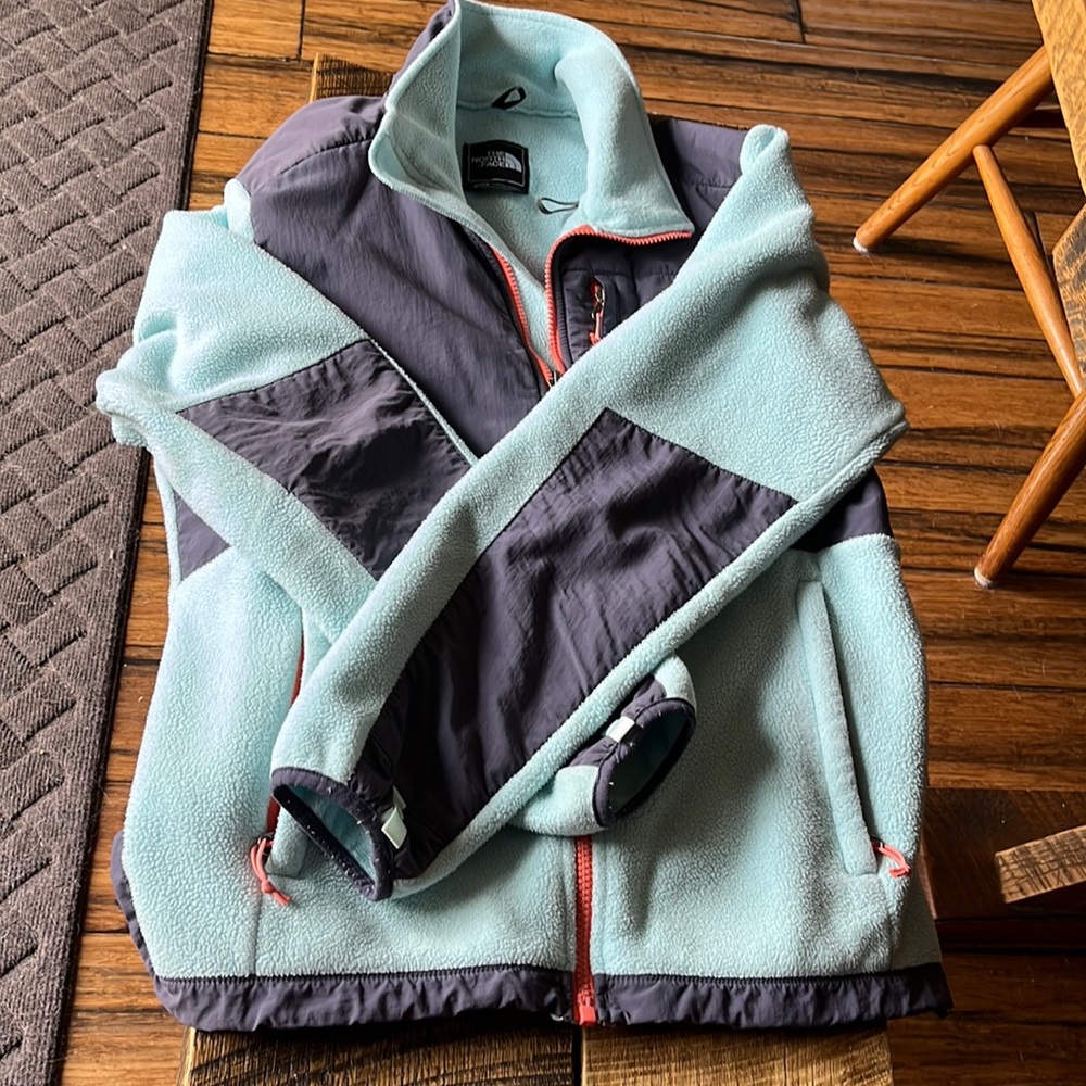 North face turquoise and grey woman’s jacket